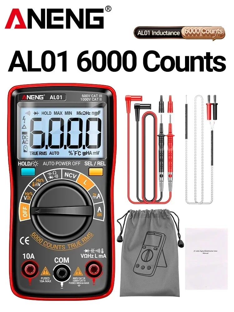 True RMS NCV Handheld 6000 Counts L Inductance Digital Multimeters