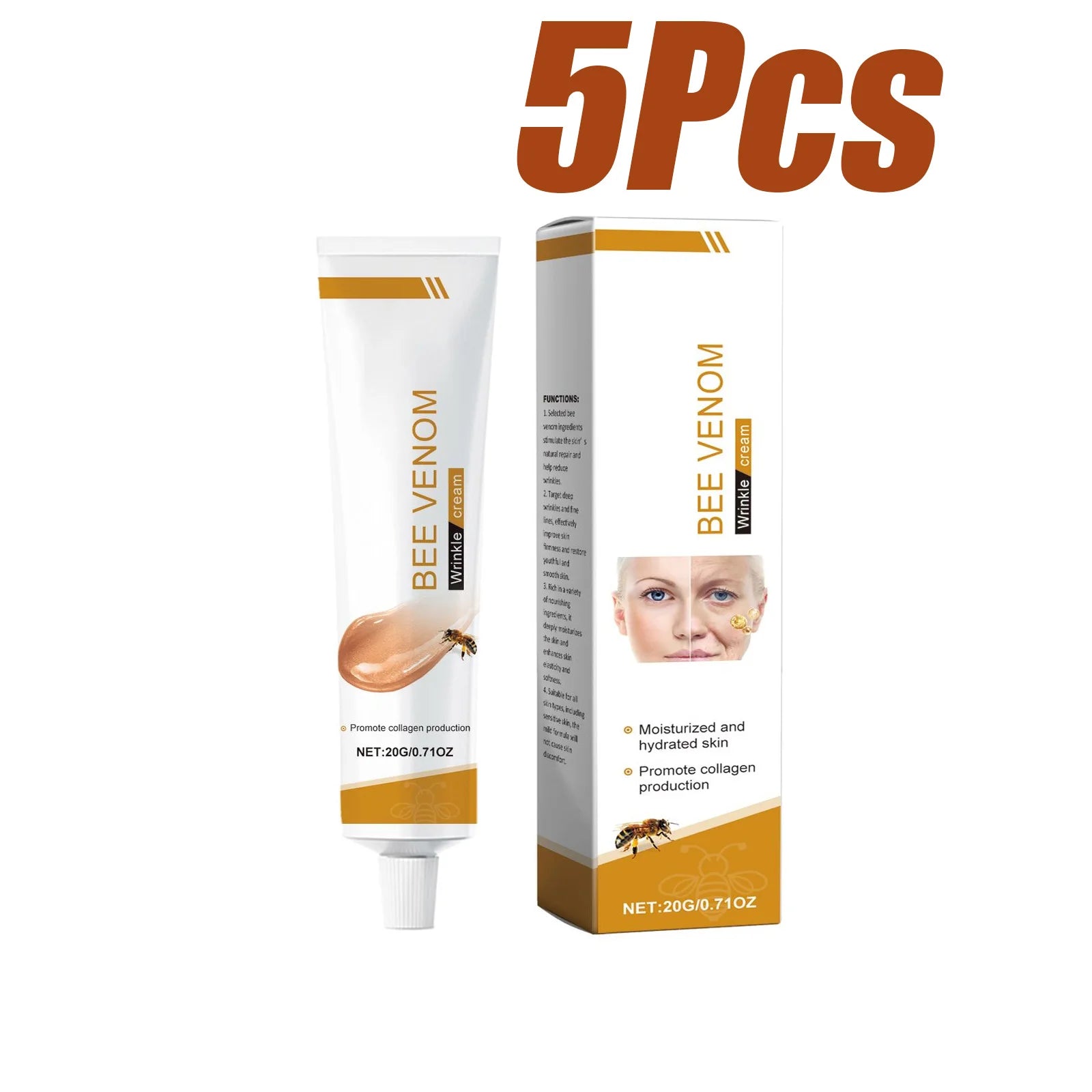Bee Venom Anti-Aging Face Cream – Firming & Wrinkle Removal Anti-Aging Face Cream Zpaxo 5 x 20g Boxed
