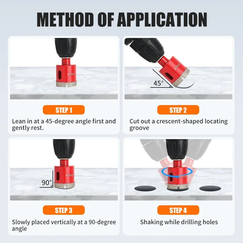 Diamond Coated Drill Bits 6- Hole Saw Glass Marble Granite Stone Tile