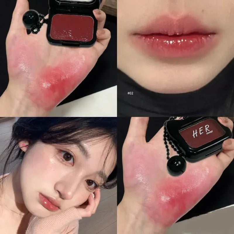 Water Gloss Lipstick Cream Rose Red Multi-use Cheek Lip Tint Easy