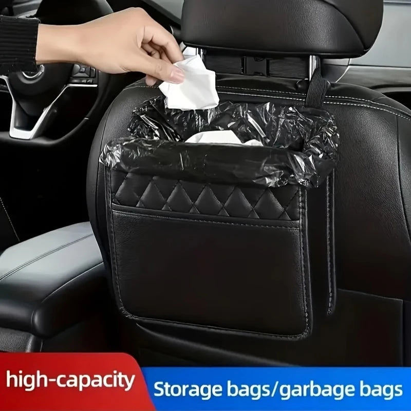 Car Seat Back Organizer – Leather Backseat Storage Bag