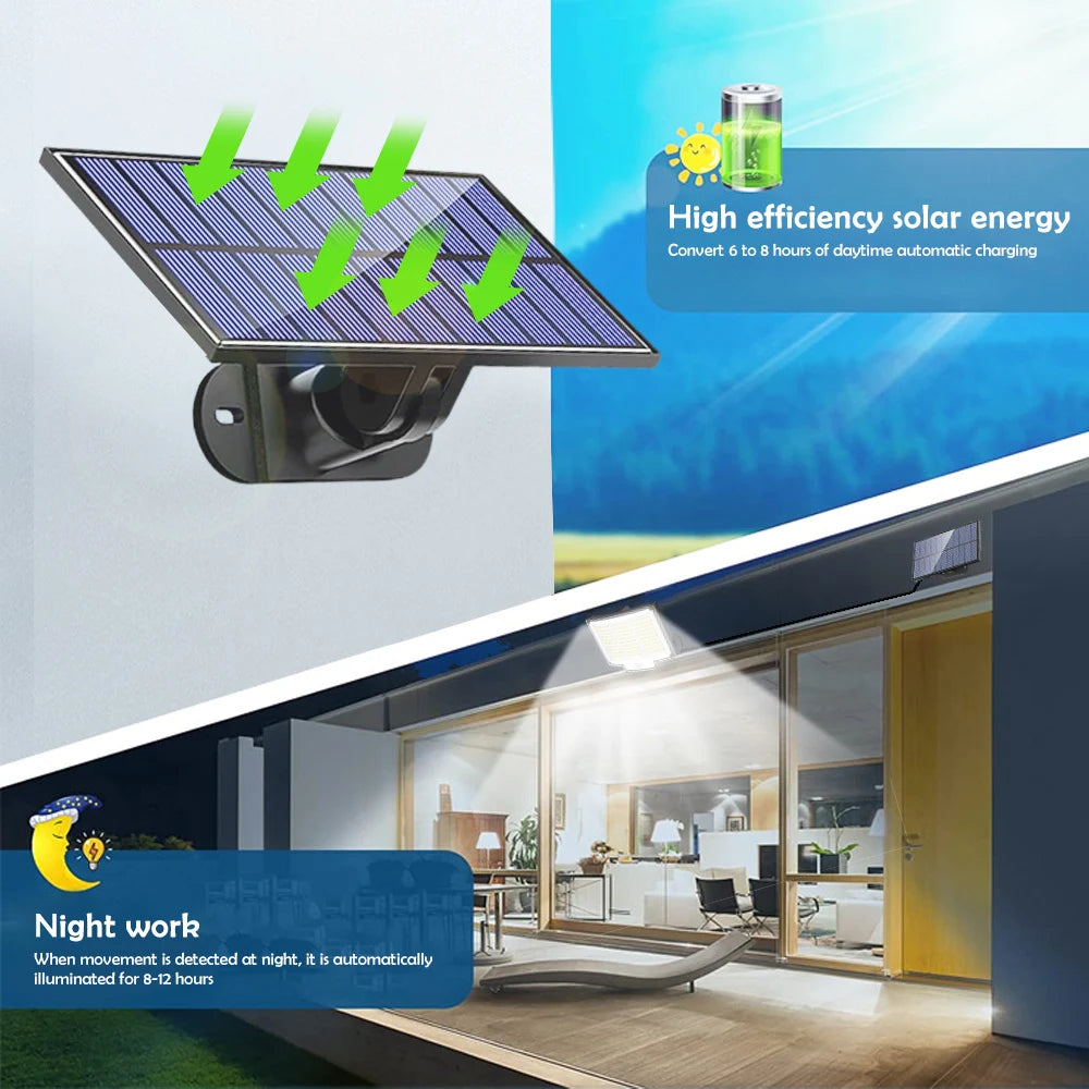 Solar Outdoor Light 210LED Flood Lights With Remote Solar Motion Sensor 3 Modes Solar Powered Security Light For Outside Patio Zpaxo