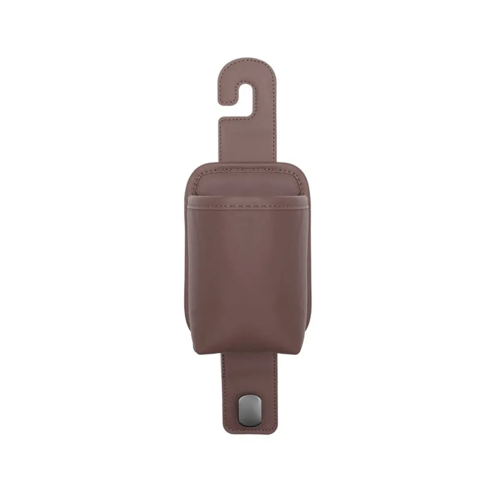 PU Leather 1 Car Seat Hook Multi-functional Metal Headrest Hanger Zpaxo Brown
