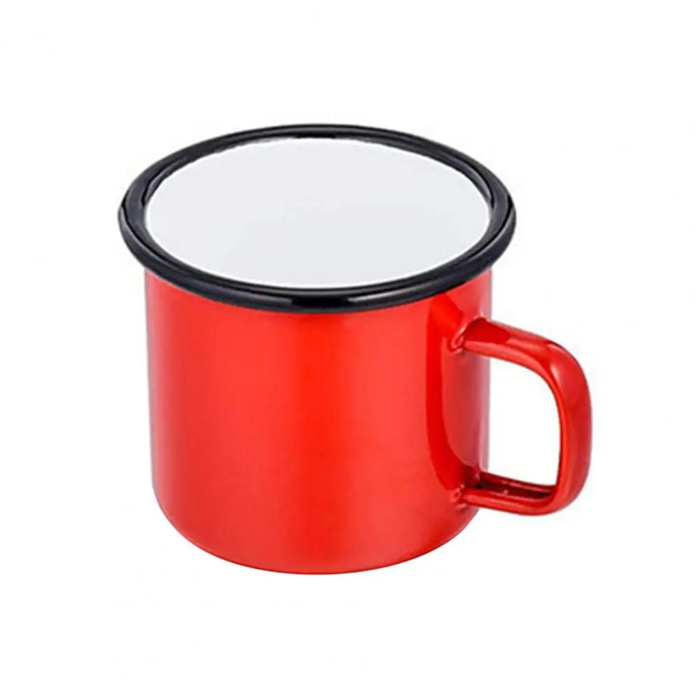 Enamel Mug Cup Retro Coffee Mugs Pure Color Portable Camping Outdoor Drinking Tea Cup With Handle Metal Tin Kitchen Drinkware Zpaxo Red 300ml