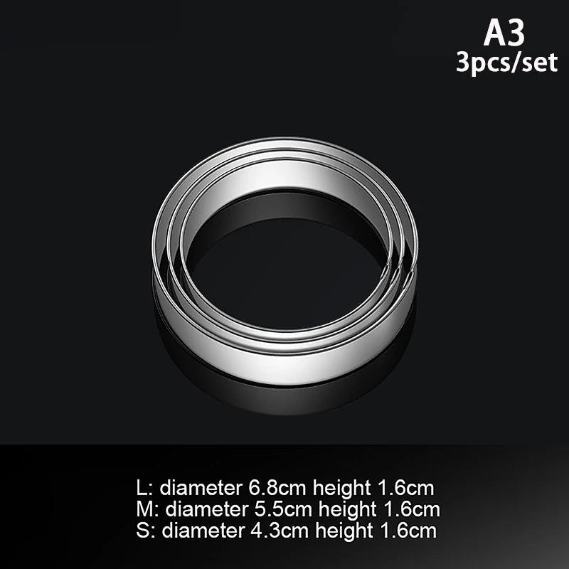 ▶3pcs/set Star Heart Flower Shaped Stainless Steel Cookie Cutter Baking Egg Mould Biscuit DIY Mold Cutter Zpaxo A3