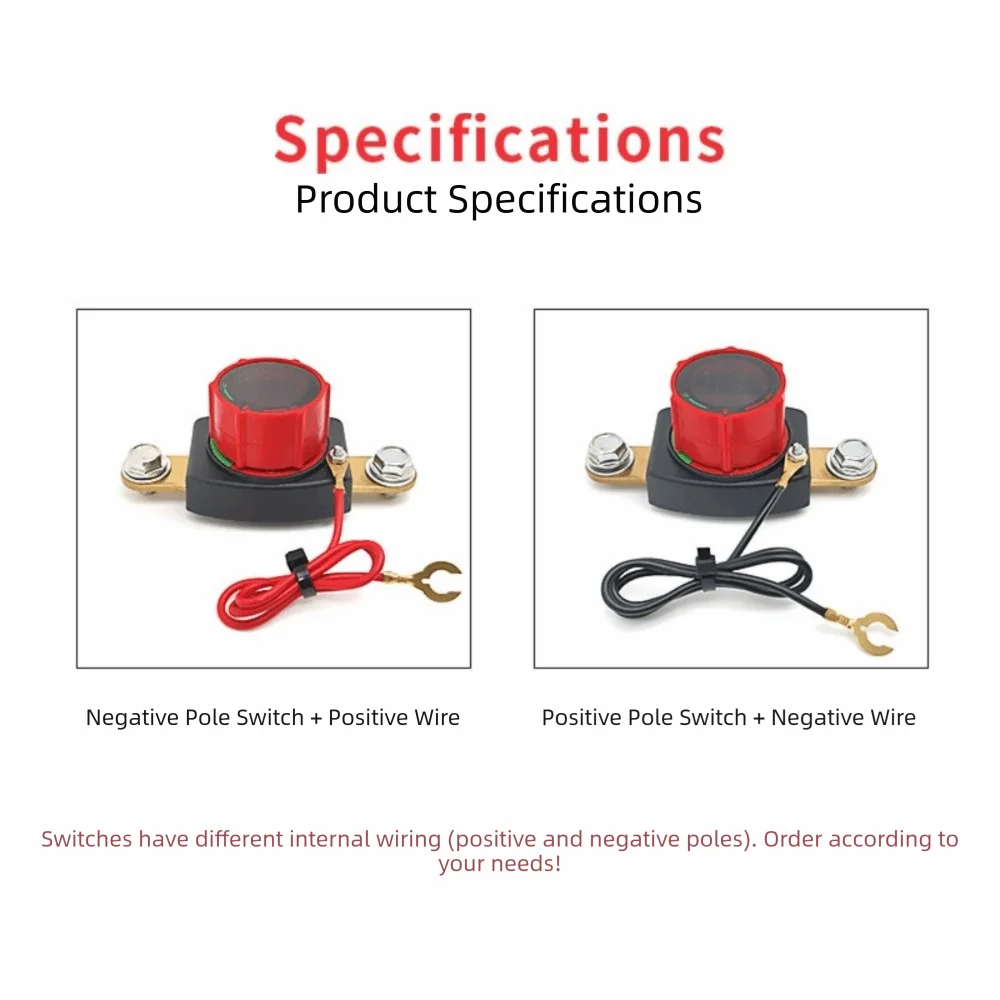 12 V Battery Disconnect Switch Positive Negative Pole Power-off Switch Power Switch Voltage Display Brass Screw Hole Zpaxo