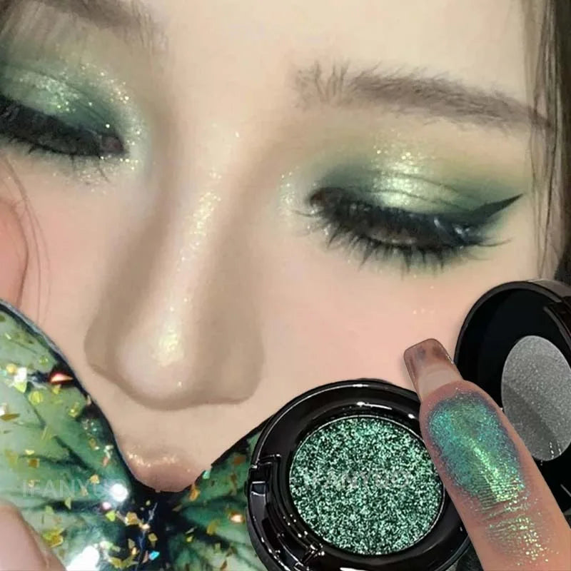 Metallic Glitter Eyeshadow Cream Chameleon Butterfly Green Shimmer