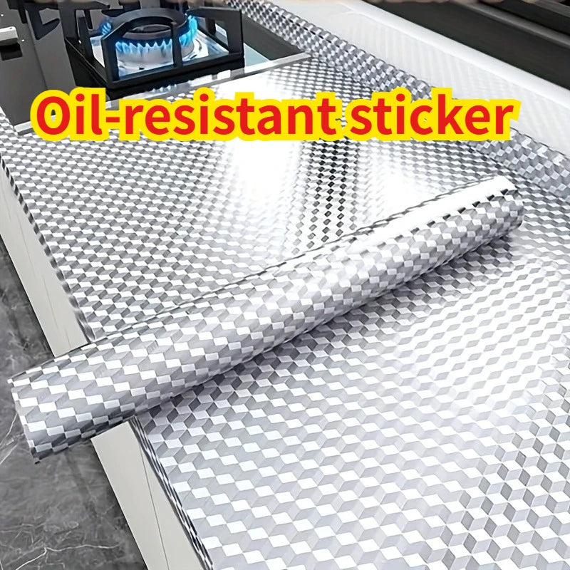 Kitchen Oil Proof Wallpaper Self Adhesive Aluminum Foil Sticker Waterproof Heat Resistant Liner for Cabinet Backsplash Wall Deco Zpaxo
