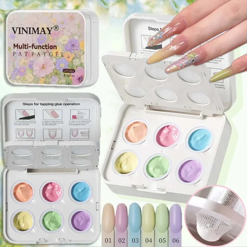 6 Colors Cushion Gradient Painting Gel Pink Ombre Nail Pat Patting Gel UV/LED Blush Blooming Aura Manicure Gel Nail Polish Tools Zpaxo
