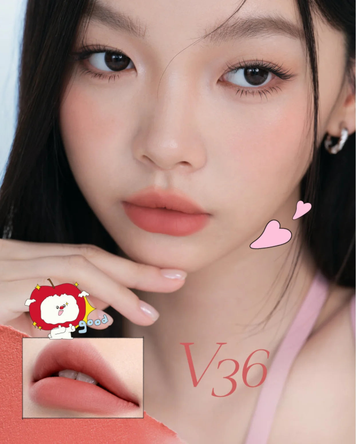 Mooekiss Apple Dog Velvet Lip Mud Matte Lipstick Smooth Long Lasting 3g Multi-use for lips and cheeks Authentic Makeup Original Zpaxo