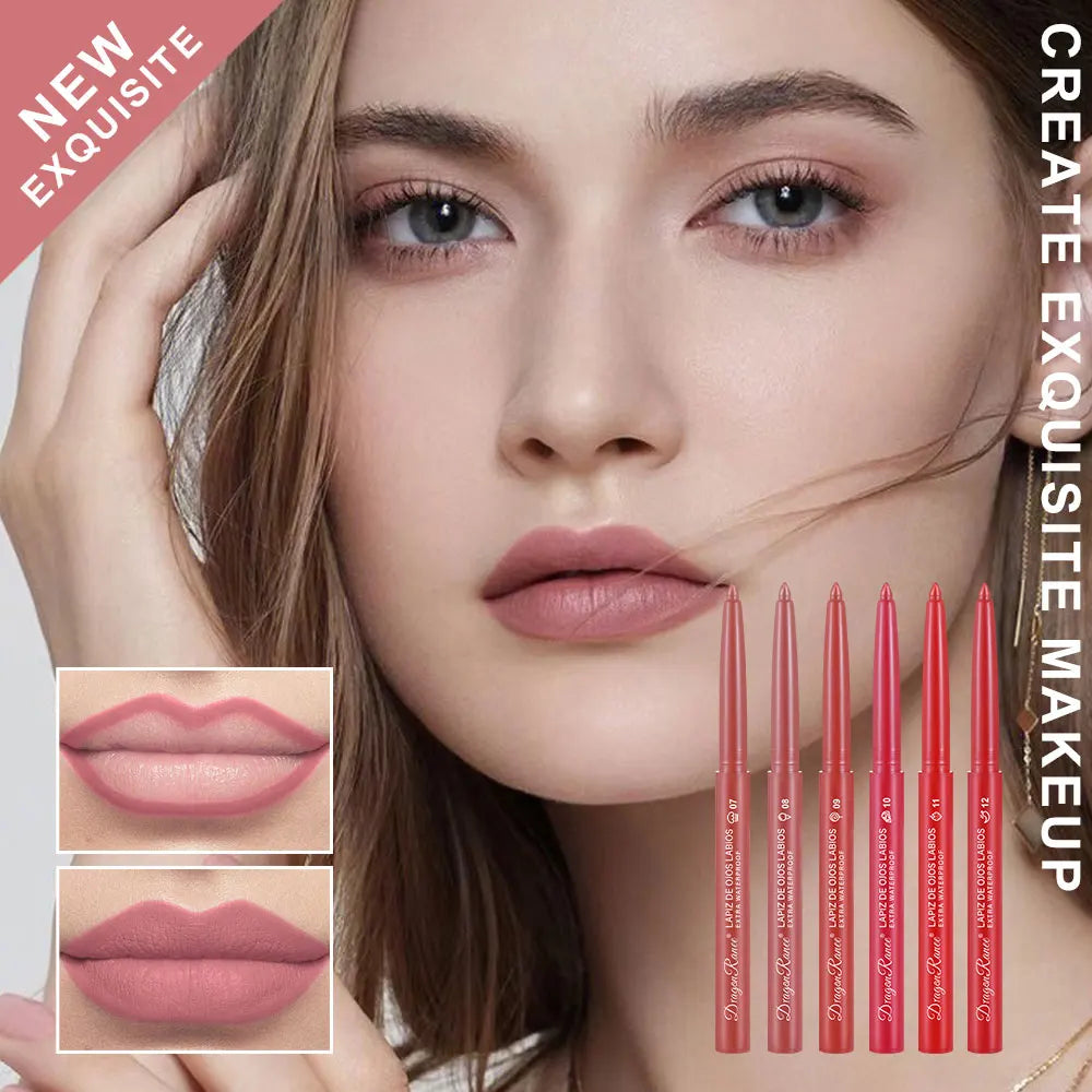 Lip Liner Lipstick Pen Waterproof Long-Lasting Contouring Lip Pencil Matte Finish Beginner Automatic Lip Liner Bean Paste Color Contouring Pen Automatic Rotating Lip Liner Zpaxo