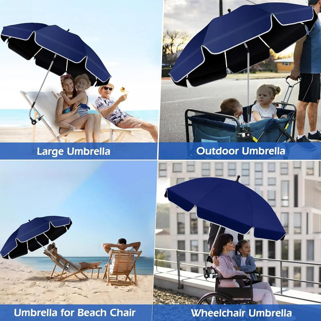 Umbrella For Chairs With Clamp 360 Adjustable UV Protection Clip On Shade Chair Railing Clamp Umbrella For Outdoor Camping Beach Zpaxo