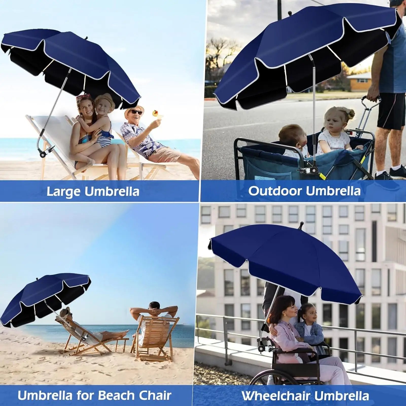 Umbrella For Chairs With Clamp 360 Adjustable UV Protection Clip On Shade Chair Railing Clamp Umbrella For Outdoor Camping Beach Zpaxo