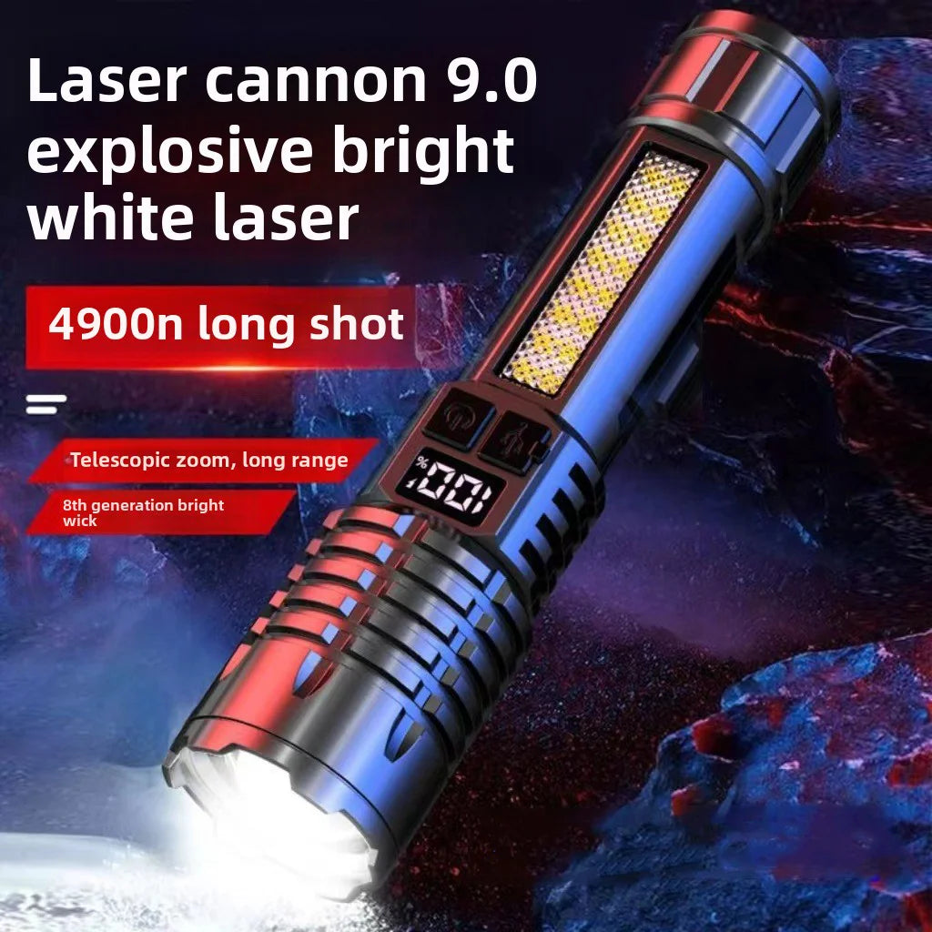 Super Bright LED Flashlight Type-C Rechargeable Tactical Torch with COB Side Light Waterproof Zoomable Camping Outdoor Lantern Zpaxo