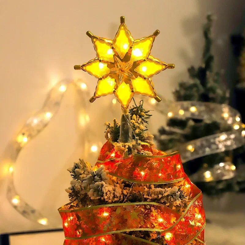 LED Gold Star Christmas Tree Topper – Battery-Powered Light
