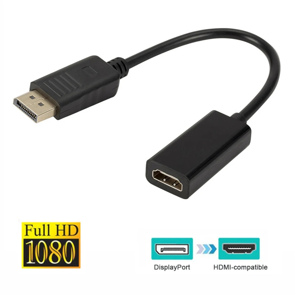 4K DisplayPort to HDMI-compatible Adapter Male DP to Female HDMI-Compatible Cable Converter Video Audio For HDTV PC Projector Zpaxo 1080P