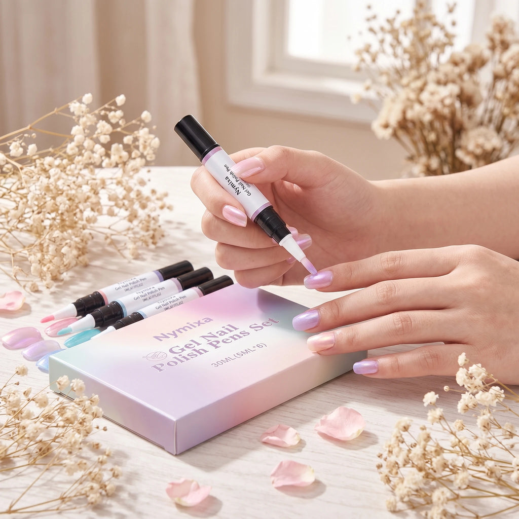 Nymixa Macaron Pearlescent Gel Nail Polish Pen Set – 6pcs DIY Gel Nail Polish Set Zpaxo