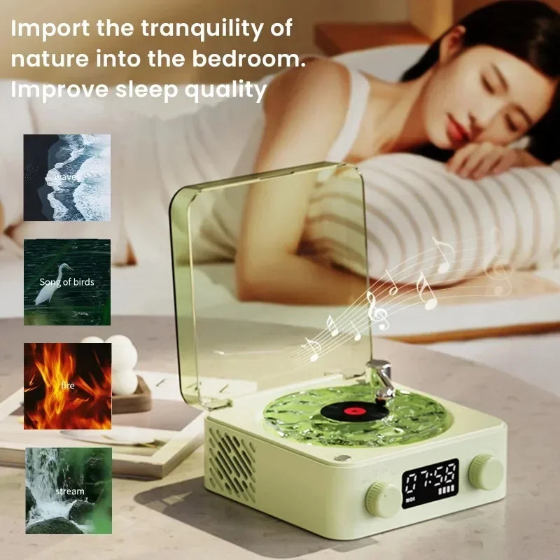 Waves Vinyl Player Bluetooth Speaker with White Noise Retro Turntable Speaker Sleep Aid Vitrola Shaped Speaker with RGB Light Zpaxo