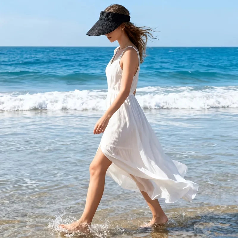 Women's Sun Hat Foldable Large Brim Open Beach Outdoor Use