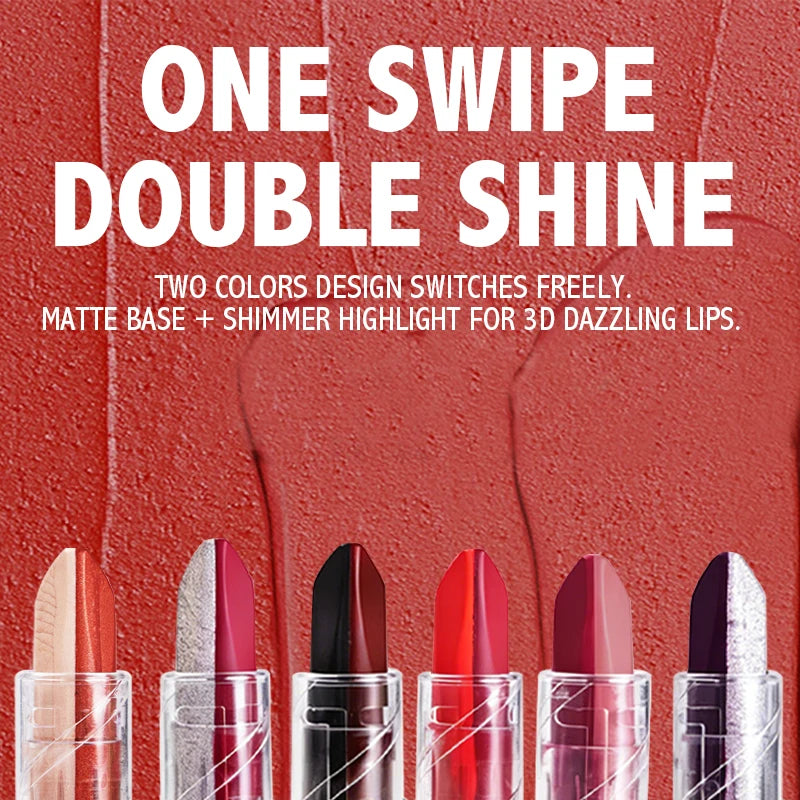 Dual-color Pearlescent Lipstick Vivid Long-lasting Luster Easy Apply