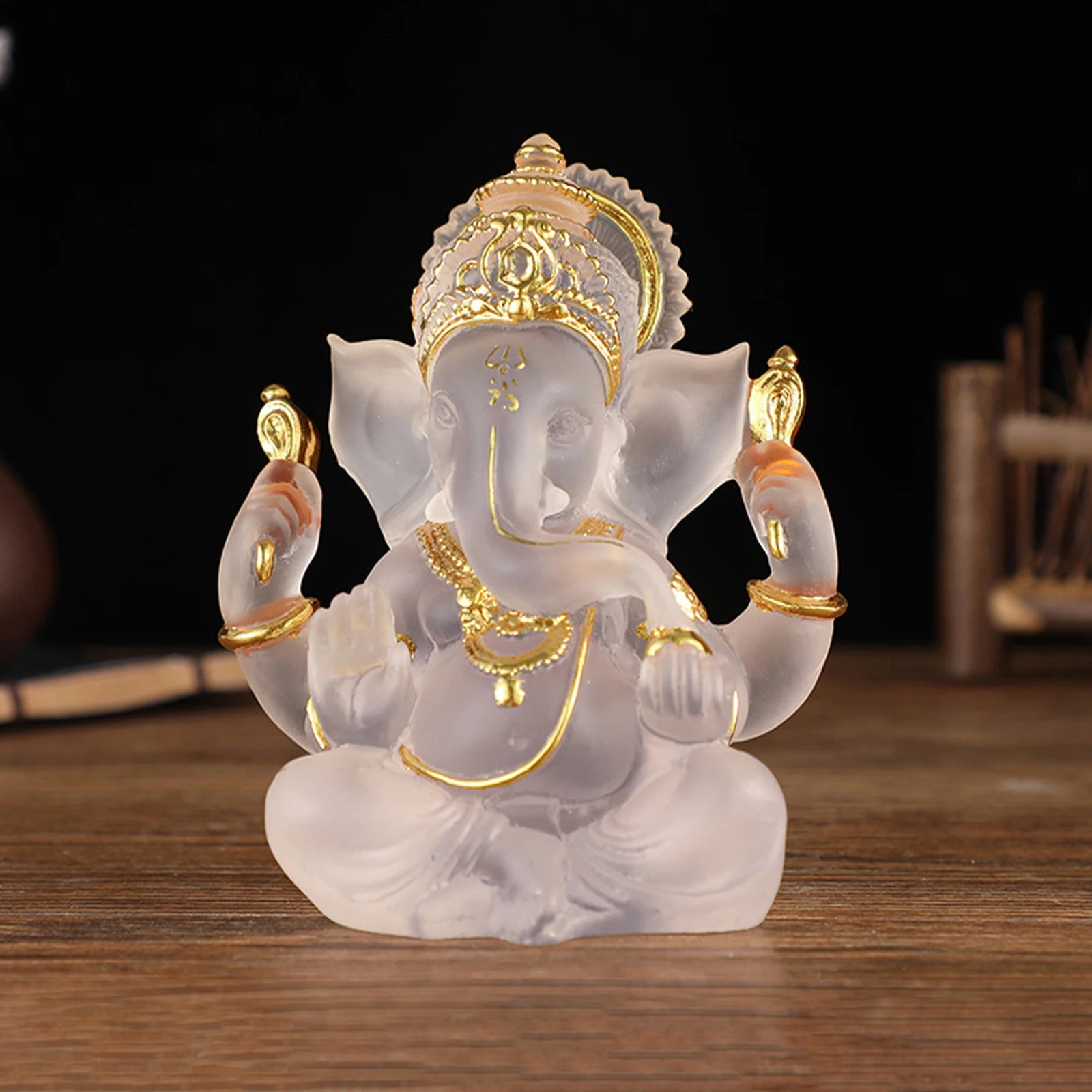 Ganesha Sitting Buddha Statue Sculpture Decorative Tabletop Decoration 3.5inch Tall for Housewarming Gift Fine Workmanship Zpaxo