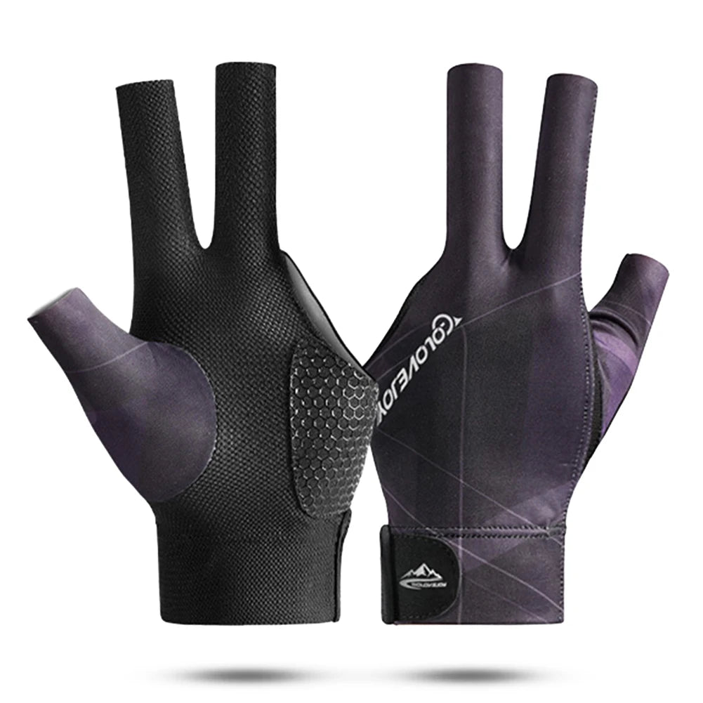 Open Finger Billiard Gloves Antiskid Polyester Snooker Billiards Zpaxo Dark purple