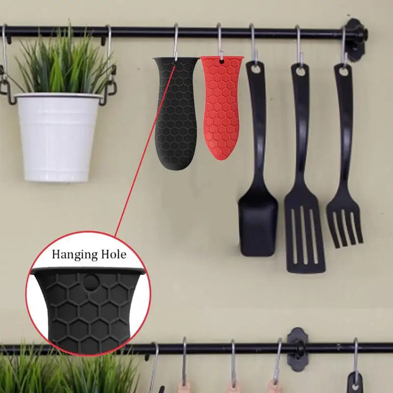 Silicone Handle Cover Honeycomb Hot Handle Holder Potholder For Cast Iron Skillets Pans Grip Sleeve Cover Pots Pans Handle Part Zpaxo