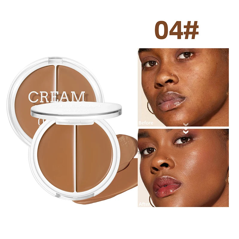 2-Color Foundation Concealer Palette - Creamy, Full Coverage, Long-Wearing for Contouring, Brightening & Natural 3D Face Makeup Zpaxo 04
