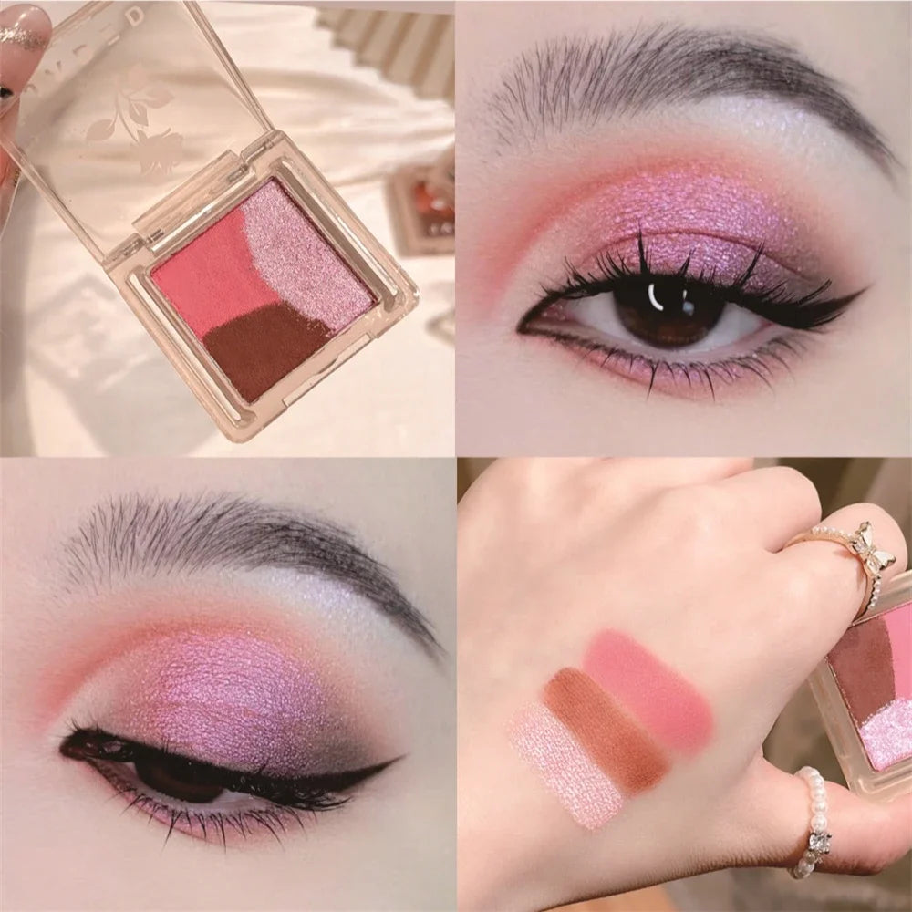 Gradient Tricolor Mashed Potato Eyeshadow Matte Makeup Palette Natural Highlight Glitter Face Illuminator Contouring Brighten Zpaxo