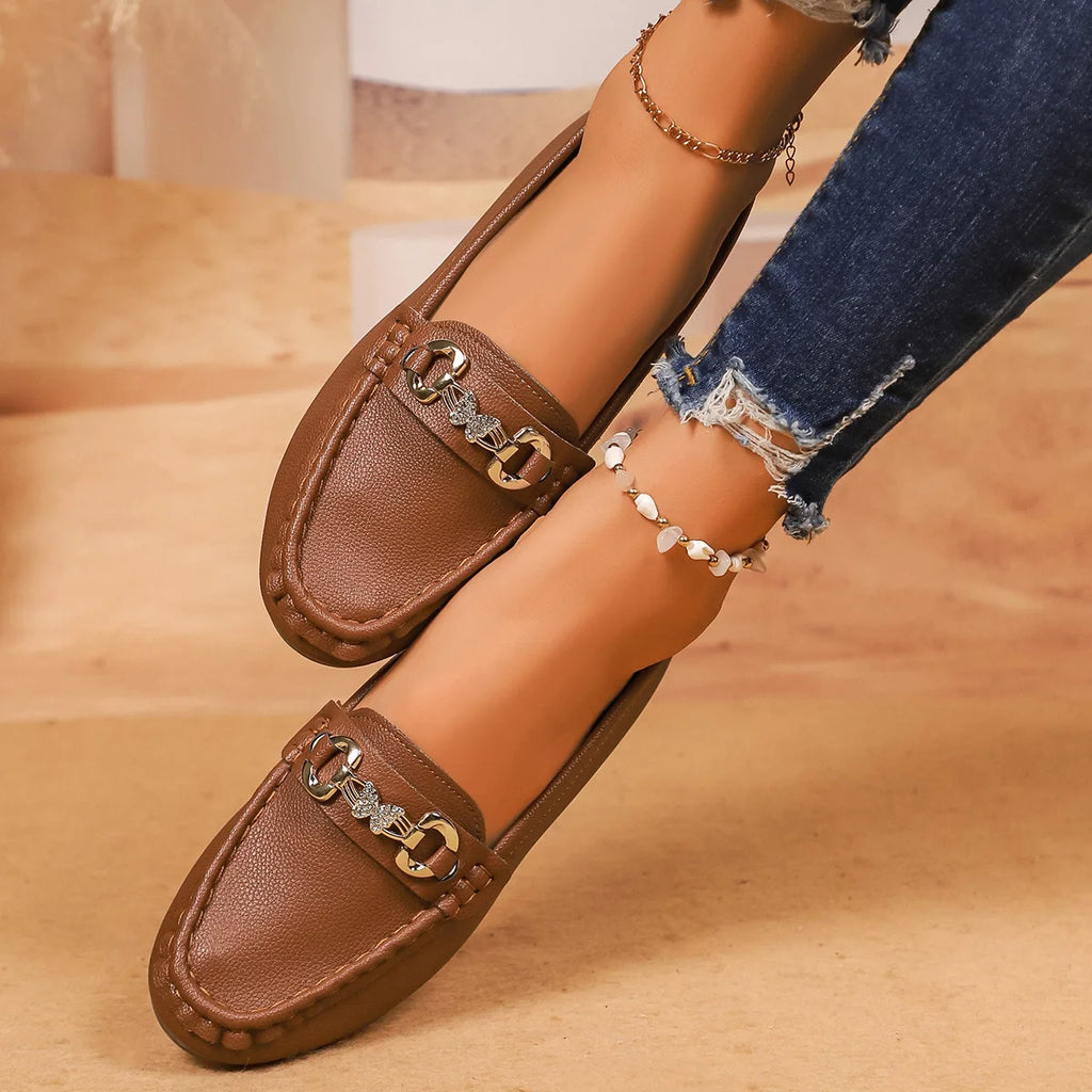 Women Loafers 2025 New Round Toe Solid Flat Sneakers Women Spring Autumn Shoes Casual Slip on Mary Jane Shoes Zapatos De Mujer Zpaxo Brown 36