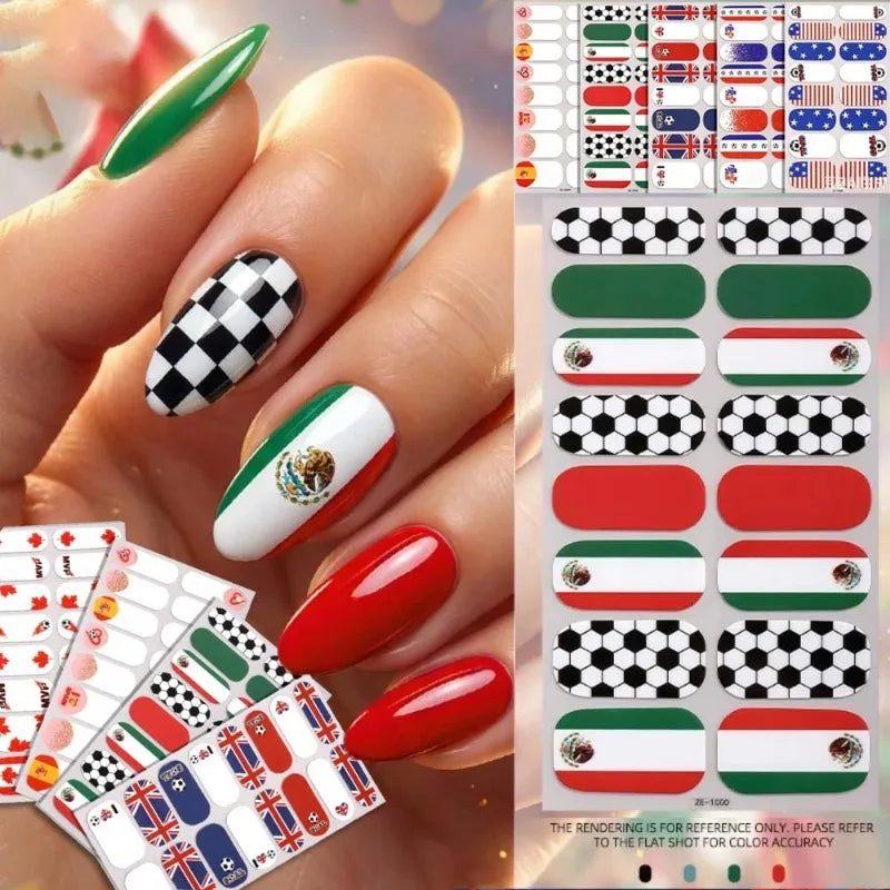 National Flag Theme Nail Stickers Soccer Nation Decals Ball Fans