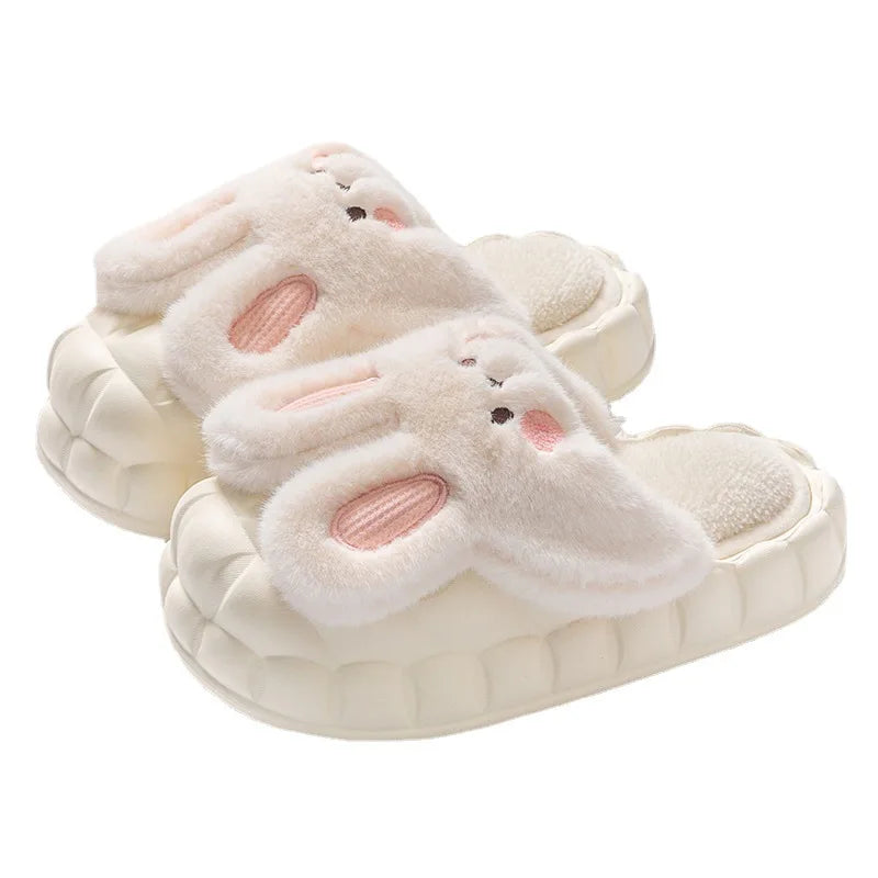Mo Dou 2022 Winter Warm Women Slippers Waterproof Vamp Cute Rabbit Zpaxo