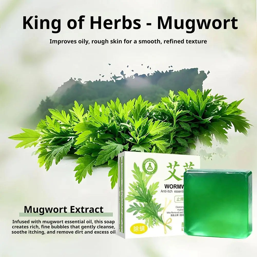 Wormwood herb essential oil soap, natural organic wormwood extract essence, facial cleansing soap, brighten skin color, nourish Zpaxo