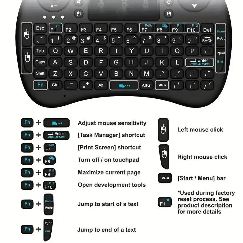 Mini Wireless Bluetooth Keyboard 2.4GHz Dual Mode Handheld Mouse Touchpad Remote Control For TV Box Digital Laptops Projector PC Zpaxo