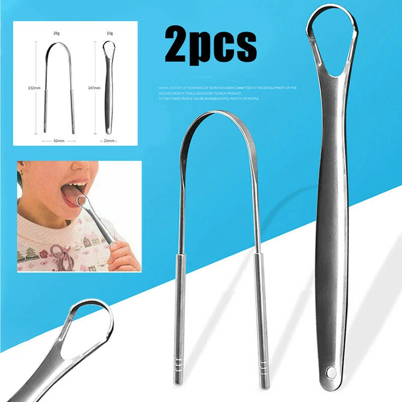 Tongue Scraper Stainless Steel Cleaner Oral Care Hygiene Dental