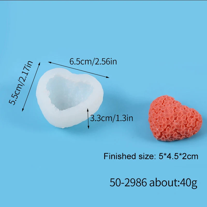 3D Heart Silicone Candle Mold for Valentine's Day Knitting Heart Flower Aromatherapy Soap Plaster Craft Gift Chocolate Cake Mold Zpaxo Flower S