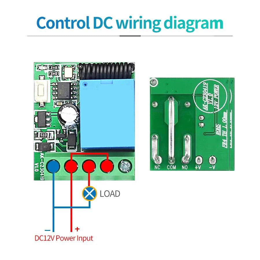 DC 12V 433Mhz RF Wireless Remote Control Switch 10A Relay 1CH Receiver Module 2CH Transmitter For LED Door Electromagnetic Lock Zpaxo