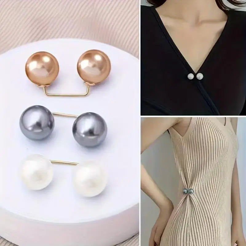 6pcs Pearl Brooch Pins – Non-Slip Safety for Dress Cinching, Collar & Scarf, 1.09 cm Fashion Button Zpaxo