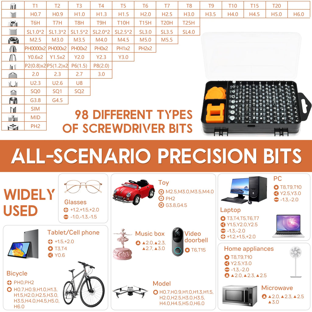 Precision Screwdriver Set 115 in 1 Magnetic Repair Tools Extension Flexible Shaft for Phone Switch Laptop Laptop Pc Case Zpaxo