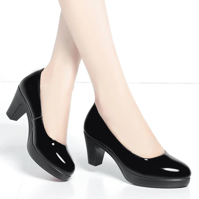 Professional Shallow Mouth Single Shoes Women Round Toe Thick Sole Zpaxo