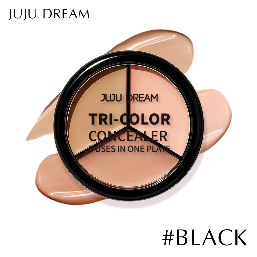 Professional Concealer Palette 3 Shades, Full Coverage Dark Circle Corrector, Face Makeup for Flawless Skin Zpaxo BLACK