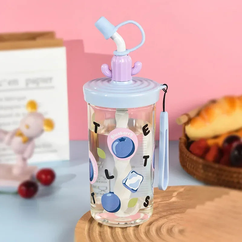 Hot Mixing Plastic Water Cup, Large Capacity Straw Cup, Student Portable and Easy To Use Cup, Dual-use Milk Coffee Gift liyi Zpaxo Blue