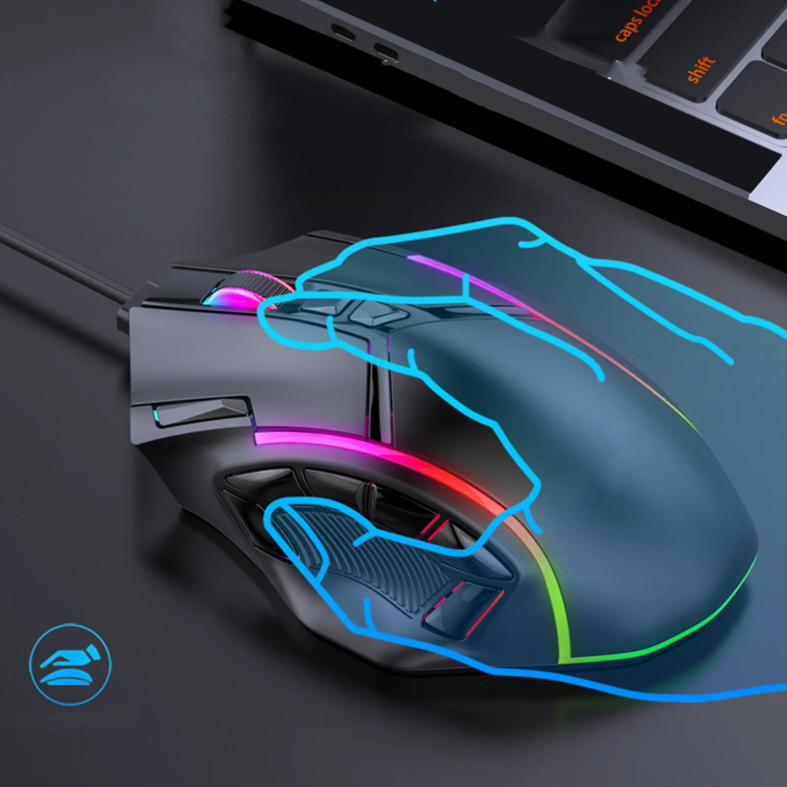 Gaming Mouse RGB Wired Mouse 12800DPI 12 Keys Macro Definition Photoelectric Working Method Computer Replacement Accessories Zpaxo