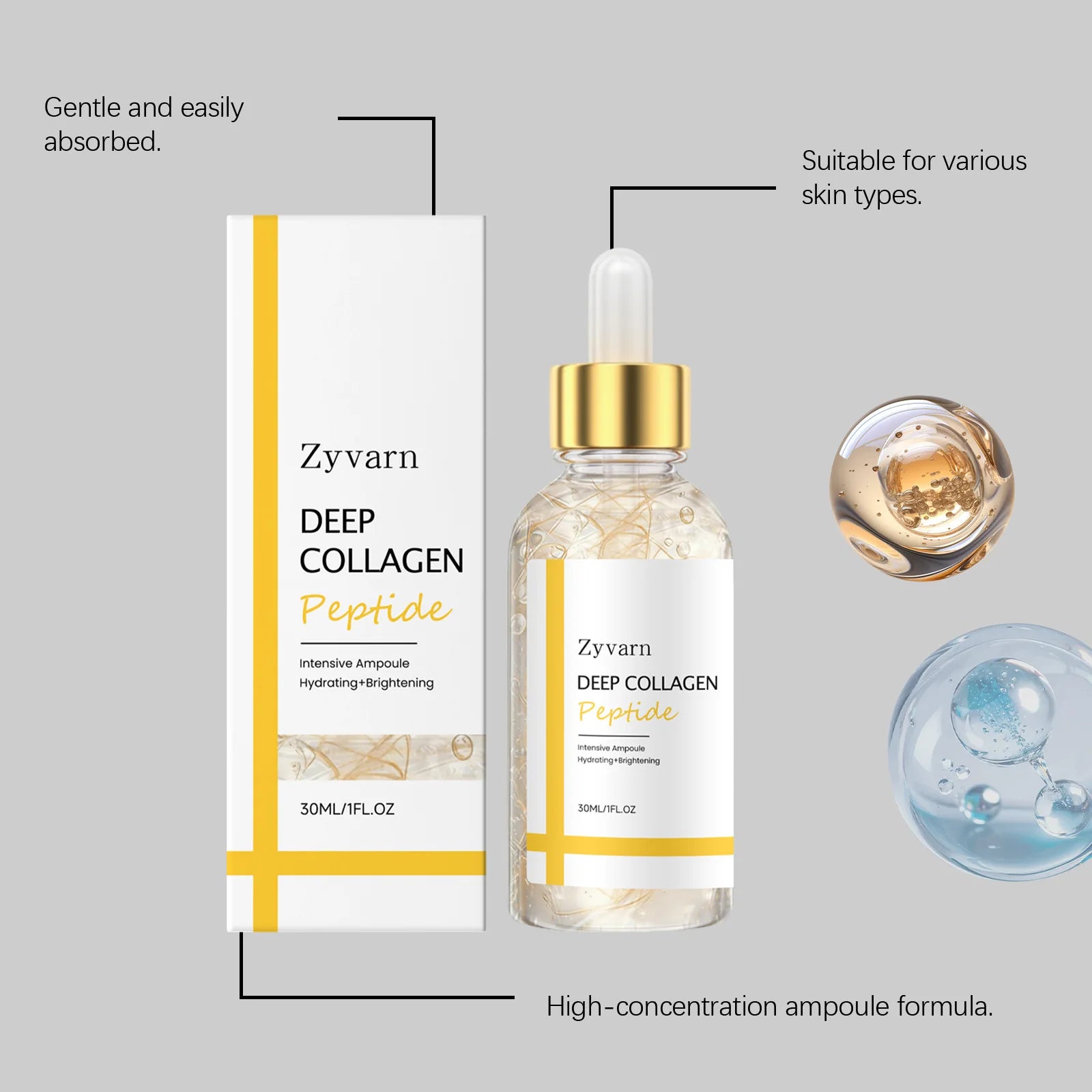 ZYVARN Silk Peptide Collagen Lifting Anti-Wrinkle Face Serum Anti-Aging Face Serum Zpaxo