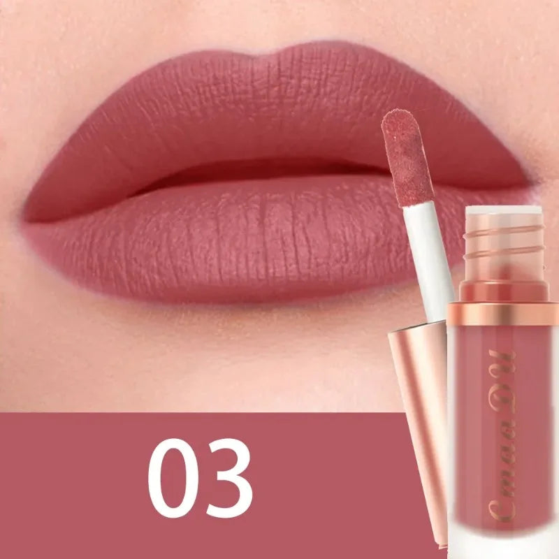 Waterproof Matte Velvet Lip Glaze Moisturizing Long Lasting Liquid Lipstick Non-stick Cup Not Easy To Fade Lip Gloss Lips Makeup Zpaxo 03