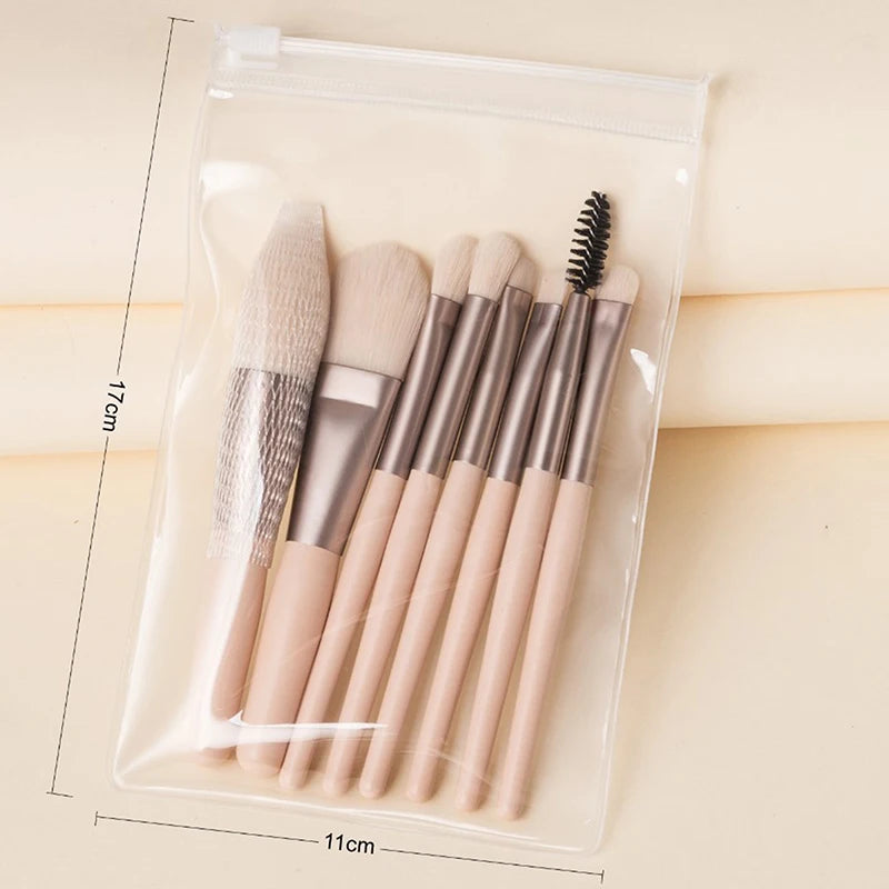 Mini Makeup Brushes Beginner Matte Wooden Handle Portable Soft Brush Zpaxo