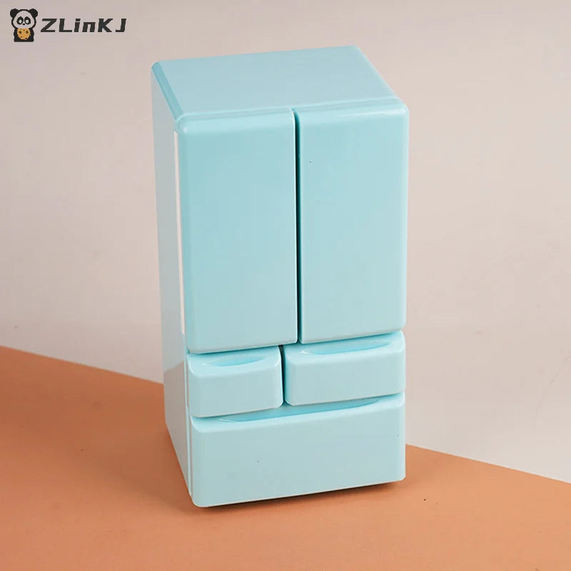 ▶1Pcs White/Pink/Blue Mini Refrigerator Model 1/12 Dollhouse Miniature Kitchen Scene Decorations Ornaments Doll Accessories Zpaxo