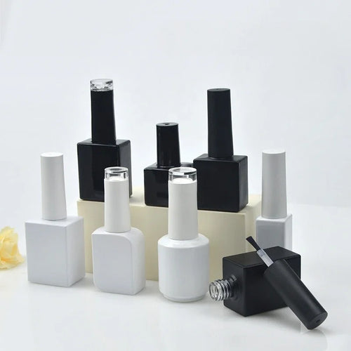 10pcs Black and White Nail Polish Bottle Empty Bottle New Minimalist Style 10ML 5ML15ML Nail Polish Adhesive Empty Bottle New Zpaxo