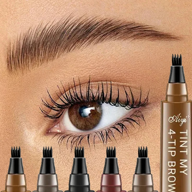 5 Colors 4 Point Eyebrow Pencil Waterproof Liquid Black Brown Eyebrow Pen Makeup Long Lasting Cosmetic 4 Split Tip Brow Pencil Zpaxo