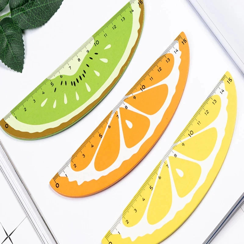 1 Cartoon Fruit Orange Lemon Kiwi Wooden Ruler Drawing Tool